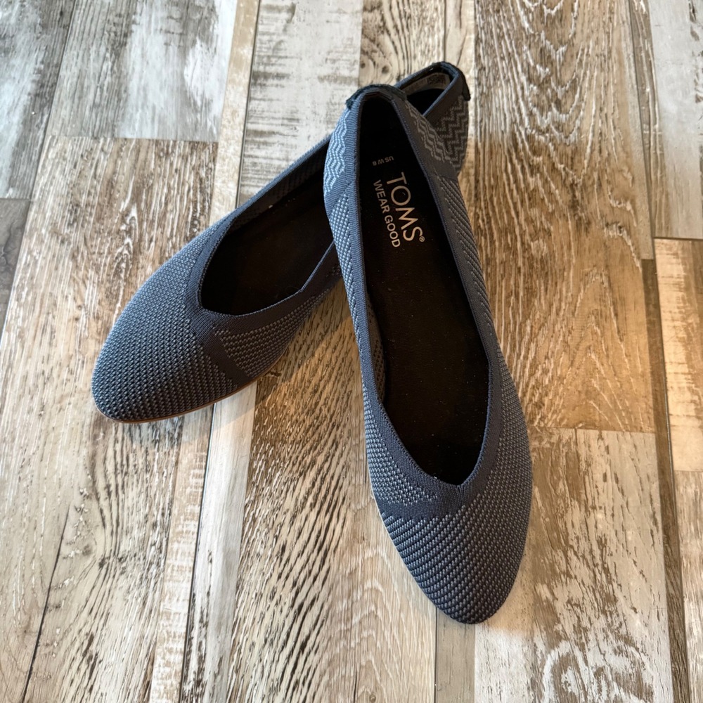 TOMS Jutti Neat Flat Breathable Flexible Knit Ballet Slip-on Shoe Comfort